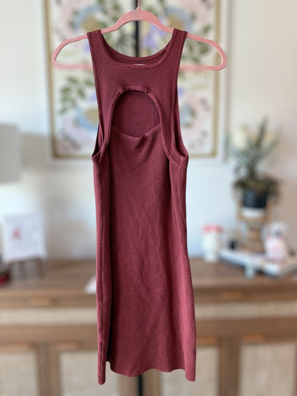 Abercrombie & Fitch Cutout Front Ribbed Bodycon Tank Dress Red Womens Size MT